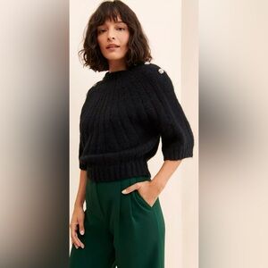 Bishop & Young Chandler Black Sweater Knit Pullover Small S Anthropologie